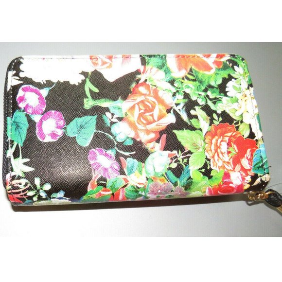 Floral Print Double Zip Around Large Wallet With Removable Strap - Picture 3 of 3
